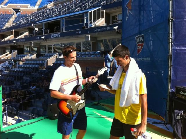 Mike and Djokovic rehearsing “Autograph”